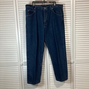 Wrangler Authentics Vintage Blue Dark Wash Straight Leg Jeans Men 38”
